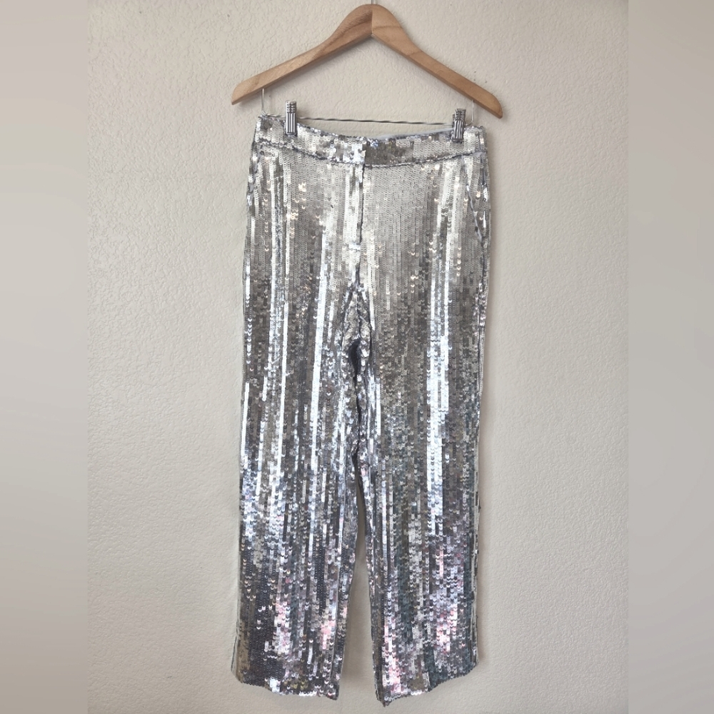 J. Crew silver sequins pants